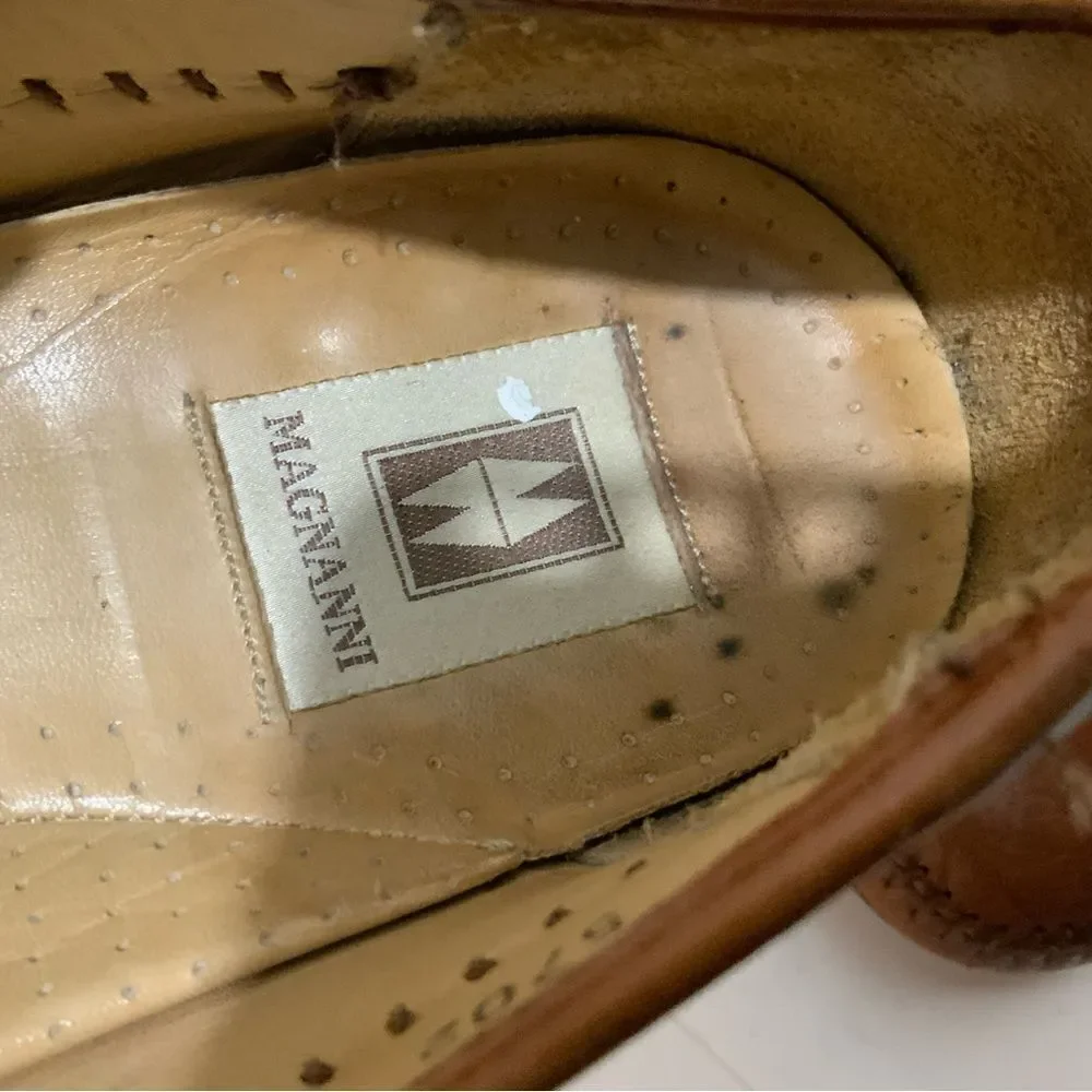 Magnanni Men's Brown Leather Buckle  Loafers Shoes 9 M *Made in Spain*